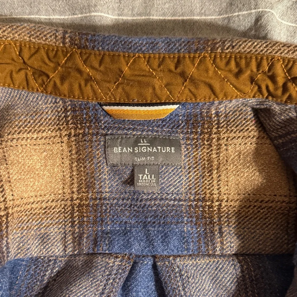 L.L. Bean Signature Blue and Brown Plaid Shirt - Picture 2 of 3